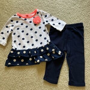 Cherokee White and Navy Polka Dot Kids Matching Set